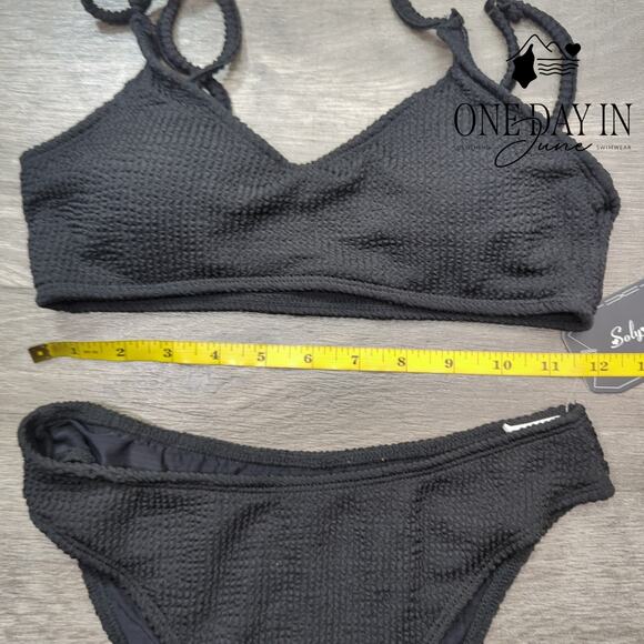 Soly Hux Smocked Crop Bikini Swimsuit Size XS - Picture 4 of 6